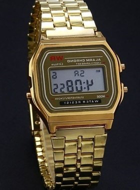 LED Digital Watch Watches Men Gold Silver Steel Clock Casu