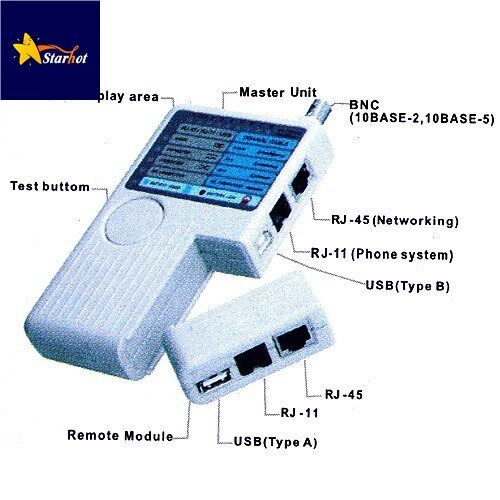 원격 RJ11 RJ45 USB BNC LAN 네트워크 전화 케이블 테스터 측정