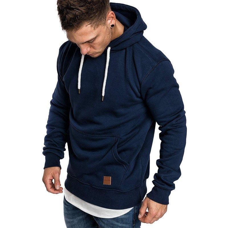 Casual Fit Slim Hoodies Men Hip Hop 连帽纯色男卫衣