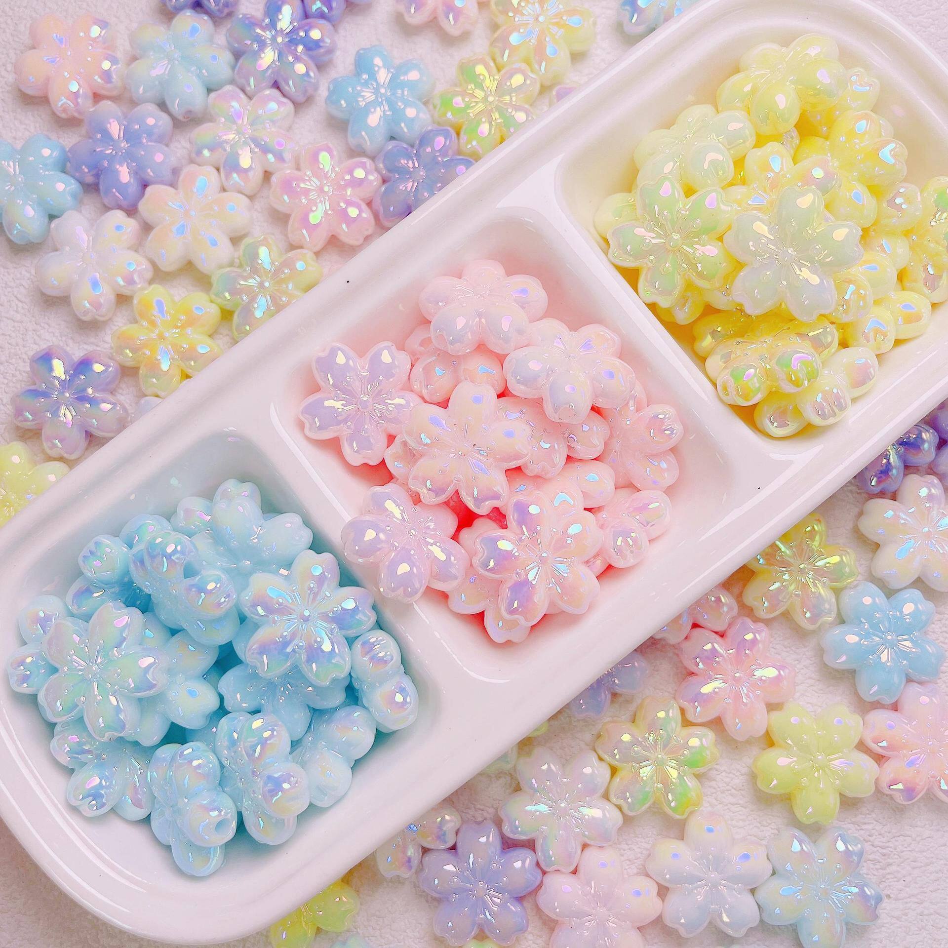 亚克力高货uv 双面樱花珠子diy手工挂件挂链钥匙扣包挂饰品材料珠