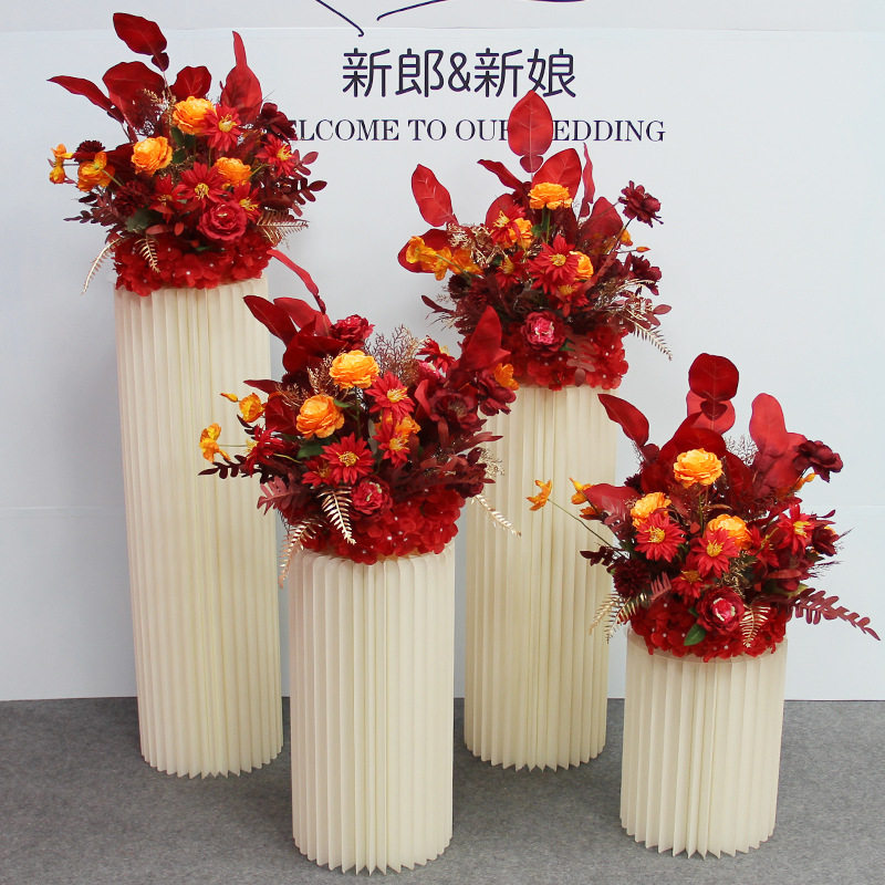 新款婚庆路引花T台装饰花排花球婚礼现场舞台布置装饰仿真花假花