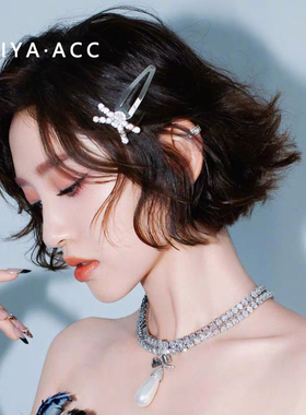 唐艺昕林小宅任敏同款锆石蝴蝶结闪钻发夹女侧边夹刘海夹生日礼物