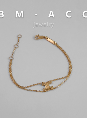 时尚百搭款双层链条手链女金色气质轻奢手环饰品2026新款