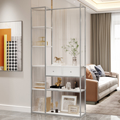 轻奢进门屏风隔断客厅遮挡玄关柜置物架现代简约办公室玻璃装 饰柜