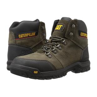 代购CATERPILLAR男士工装靴防砸防刺穿透气防滑钢头皮革鞋面
