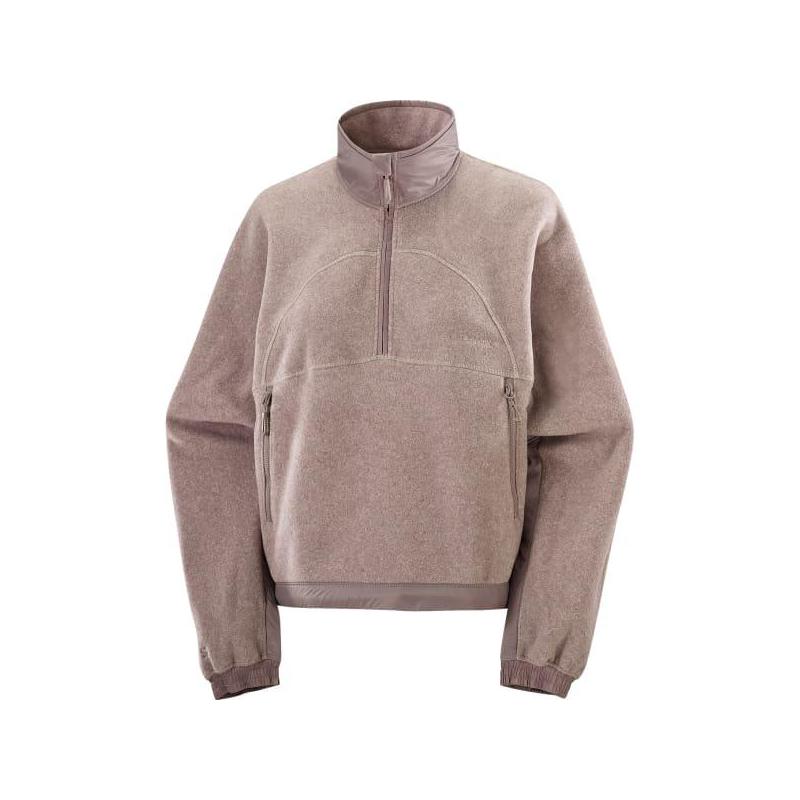 代购SALOMON萨洛蒙女士抓绒衣保暖防风轻量户外上衣立领长袖