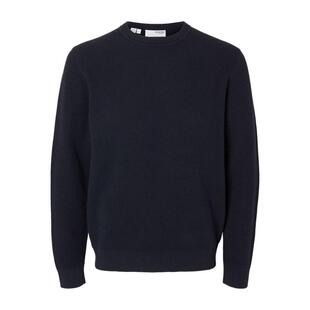 代购SELECTED思莱德男士毛衣保暖舒适深蓝纯色秋冬日常针织简约