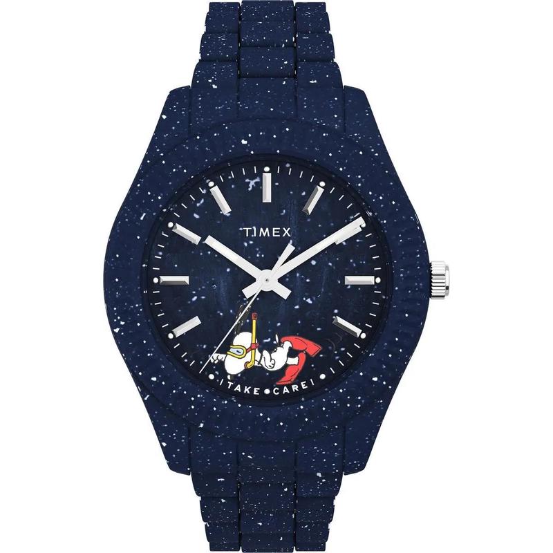 Timex/天美时石英真皮表带蓝盘海洋系列联名手表