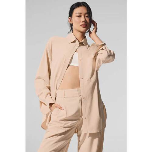 代购ALO YOGA女士运动套装透气轻盈可机洗易打理米色宽松版型