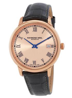 代购Raymond weil雷蒙威男士腕表日期夜光计时走时皮带玫瑰金