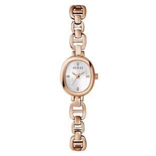 代购GUESS女士腕表计时夜光日期防水玫瑰金链式钢带白色商务休闲