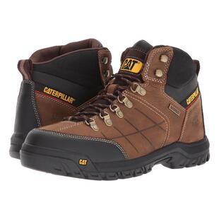 代购CATERPILLAR男士工装靴防水防滑耐油透气全粒面皮革系带设计