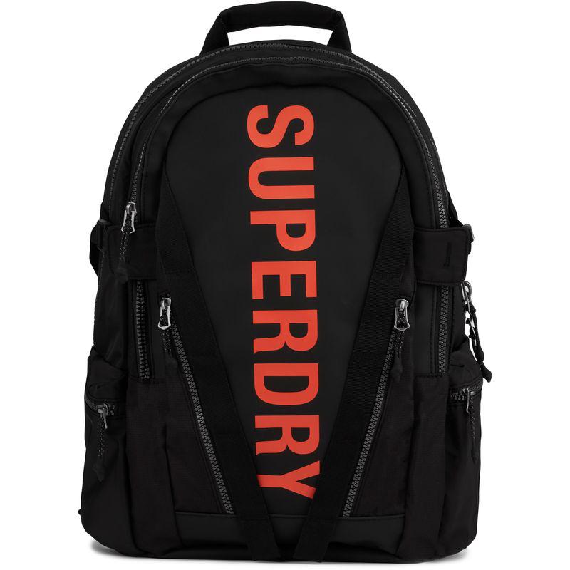 Superdry Tarp 时尚舒适黑色耐用双拉链开口城市户外探险双肩背包