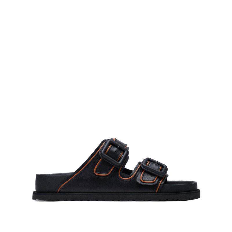 代购Birkenstock女士拖鞋透气软底轻便舒适纳帕革双扣平跟露趾