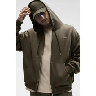 代购ALO YOGA男士连帽外套保暖舒适双面纹理抽绳连帽前袋设计