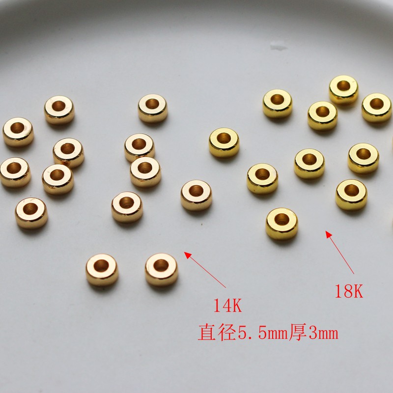 202514k包金保色圆桶珠3*5.5mm隔珠光面手链项链diy手工材料串珠
