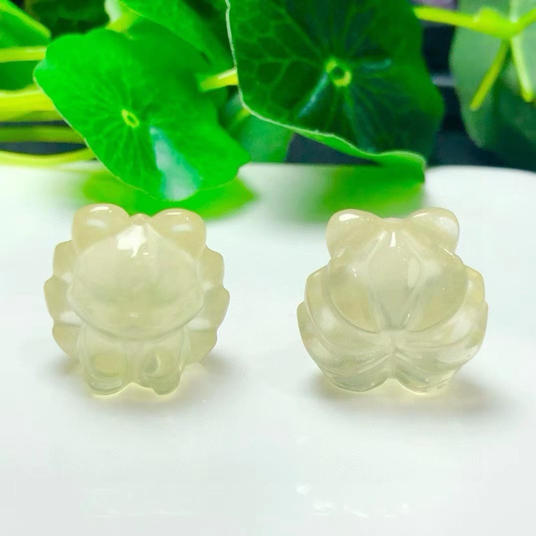 2025天然黄水晶展尾九尾狐通孔配件 DIY手串项链 ZW341