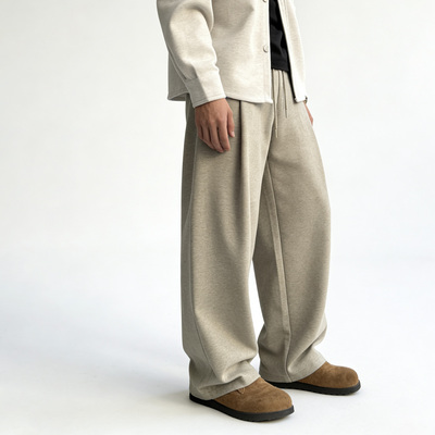 W日系cityboy慵懒复古肌理宽松垂感阔腿裤直筒美式休闲百搭男卫裤