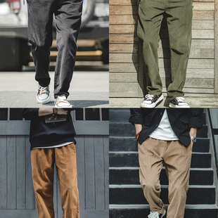 巴恩风直筒阔腿宽松休闲裤 复古玩家 复古灯芯绒长裤 美式 潮牌工装