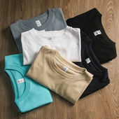 W260g日系重磅厚实莫兰迪色系纯棉纯色男女长袖 T恤宽松加厚打底衫