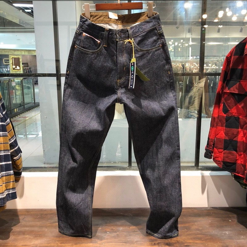 宽松直筒水洗长裤赤耳丹宁