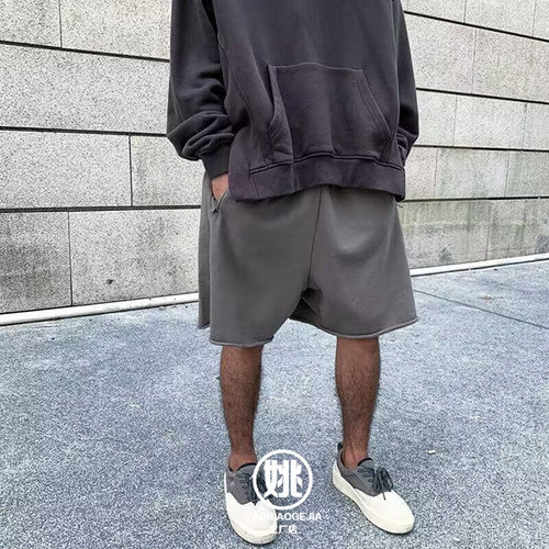 美式复古侃爷同款毛圈无边短裤