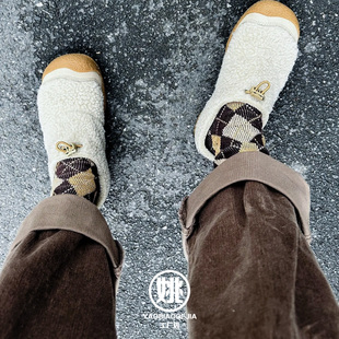 W圣诞小羊蹄系列 户外秋冬保暖一脚蹬毛毛女鞋柔软舒适百搭雪地靴