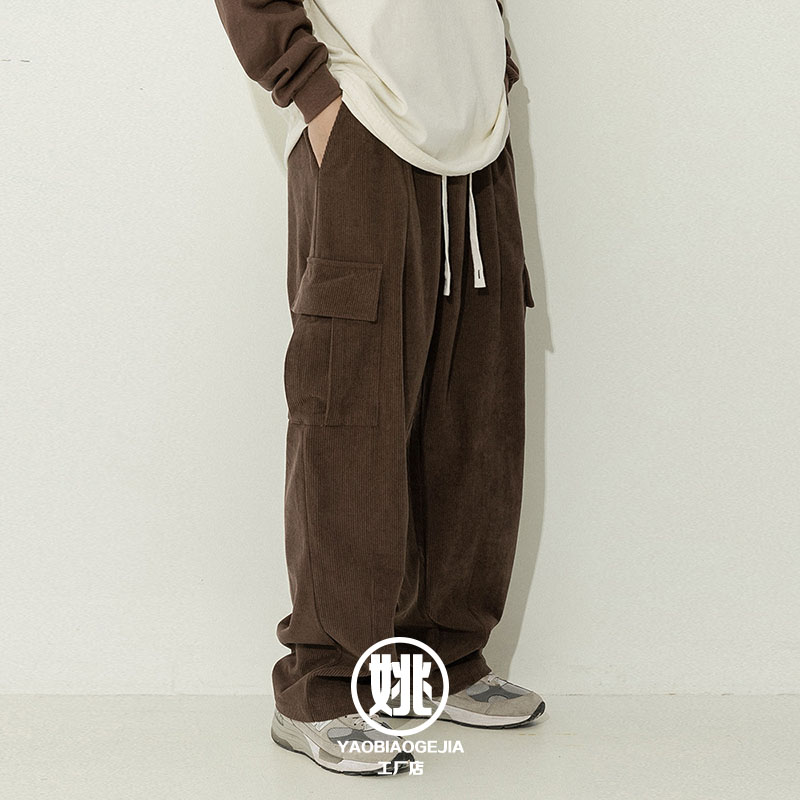 灯芯绒日系复古口袋宽松休闲裤