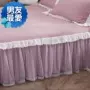 Bốn bộ k plus cotton hai mùa xuân và mùa thu nệm bọc màu hồng dày vỏ gối giường ngủ váy ren váy mùa xuân cộng - Váy Petti váy giường