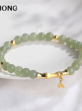 吉宏节节高升竹节和田玉手链女时尚饰品生日礼物送妈妈手串送女友