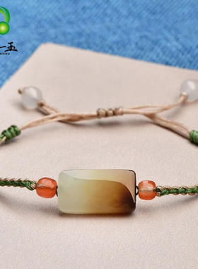 千载一玉新年礼物和田玉手链女款羊脂白玉碧玉菠菜绿手串玉手串品