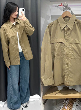 优优合作款男装女装工装宽松衬衫长袖休闲衬衣25秋冬新款E480652