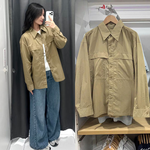 优优合作款男装女装工装宽松衬衫长袖休闲衬衣25秋冬新款E480652