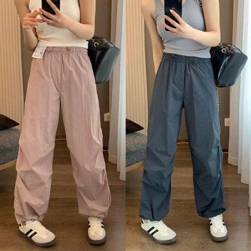 女装2025春新款吸汗速干降落伞裤工装束脚裤休闲长裤E464888