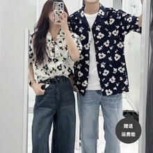 优优男女莫代尔棉混纺印花开领短袖衬衫衬衣477644/474522/474521