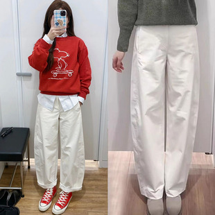 优优女装2025春款百搭针织廓形工装休闲裤弯刀镰刀裤子E475344