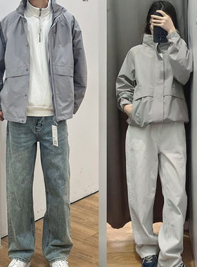 优优男女款防风立领茄克2025防水休闲夹克连帽外套E473907/475038