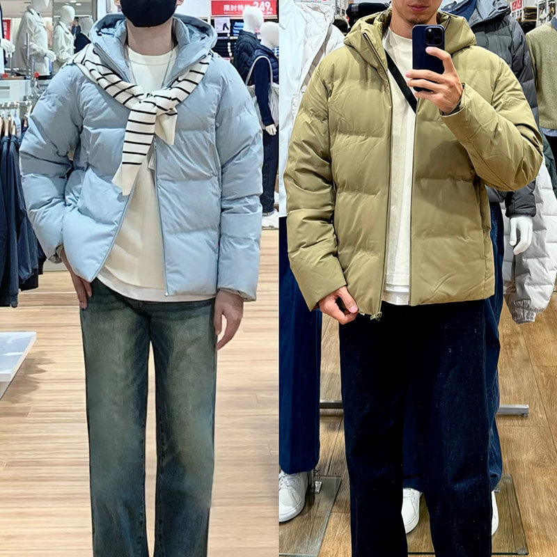 优优新款25男女无缝羽绒连帽外套保暖防风休闲夹克羽绒服E470077