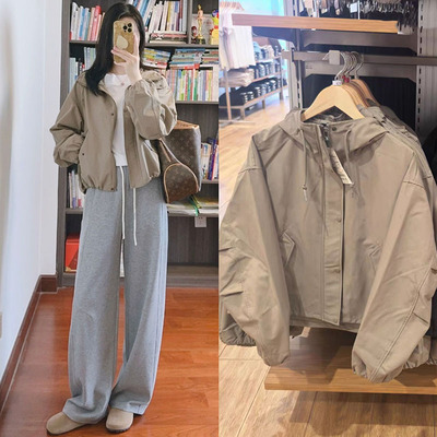 优优女装2025新款休闲连帽外套时尚A字夹克耐久防水冲锋衣E479229