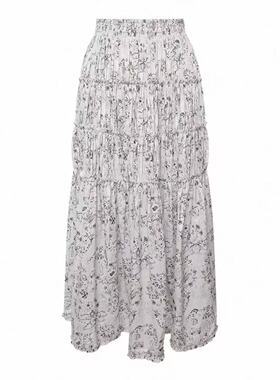 预.售半身裙2026年春季优雅蛋糕裙高腰印花白色长裙2K1SB59