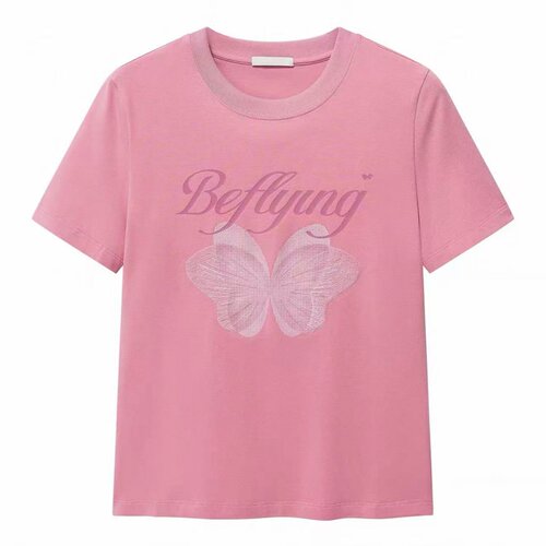 现货短袖T恤2026春季新款修身正肩蝴蝶上衣女3K1BA13