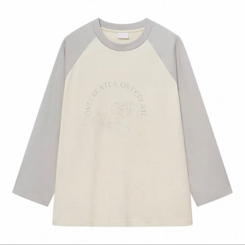 2026春全棉米白长袖女T恤亲肤