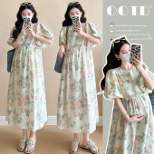 连衣裙时尚 夏装 洋气时髦水墨晕染花朵气质孕妇裙子 2026新款 孕妇装
