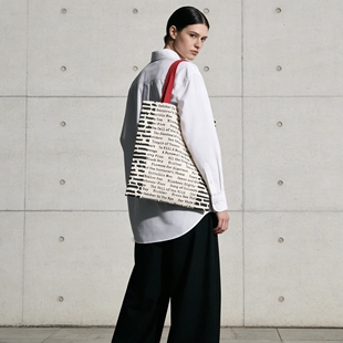 禁书复古做旧字母帆布包小众潮酷百搭托特包通勤文艺简约轻环保袋