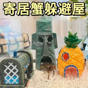 寄居蟹躲避屋饲养陆生宠物蟹专用窝房子洞穴装饰生态攀爬造景摆件
