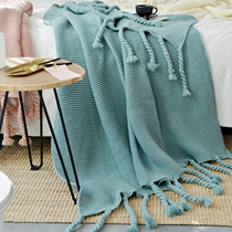 Nordic solid color tassel knitting thread blanket net red photo sofa decorative blanket model bed tail shawl nap blanket