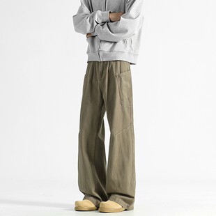 卡其色伐木工装裤男秋季美式unitise直筒裤cleanfit显瘦休闲裤子