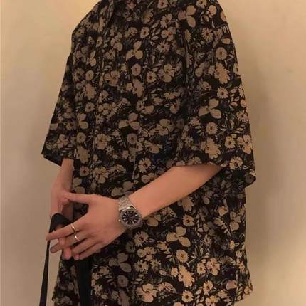 夏威夷大码冰丝衬衫男士潮牌夏季宽松加肥加大胖子短袖沙滩花衬衣