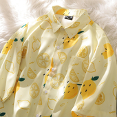 大码 宽松设计感小众痞帅沙滩衬衣 夏季 300斤港风冰丝花衬衫 男短袖