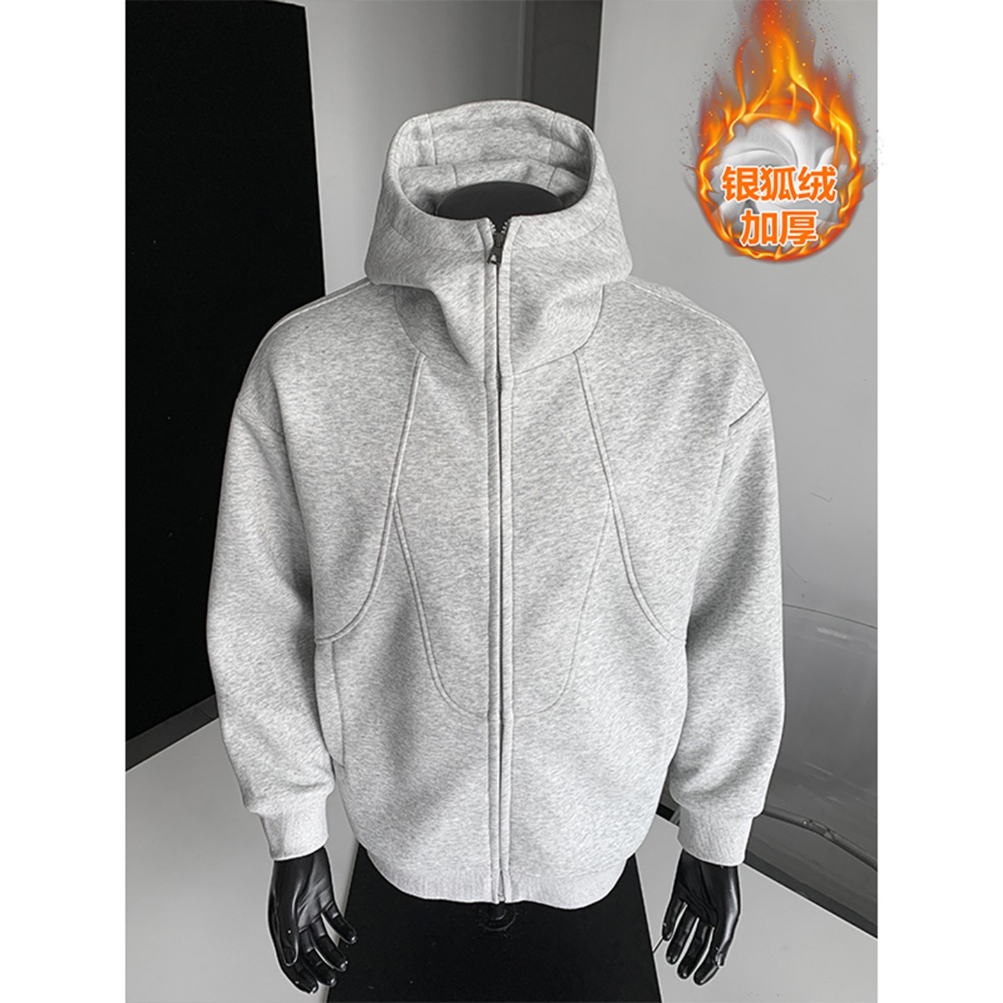 连帽外套男秋冬加绒加厚情侣帽衫